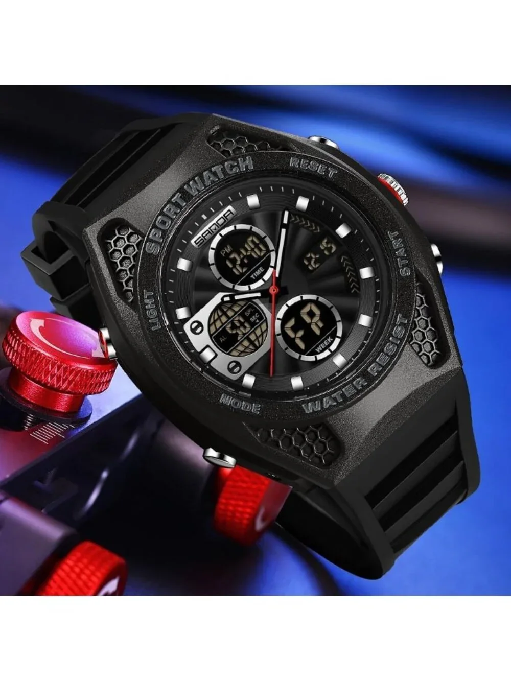 Mens Black Analog Quartz Electronic Military Multifunction LED Digital Watch